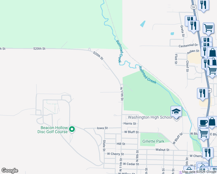 map of restaurants, bars, coffee shops, grocery stores, and more near 1106 Saint Andrew's Drive in Cherokee