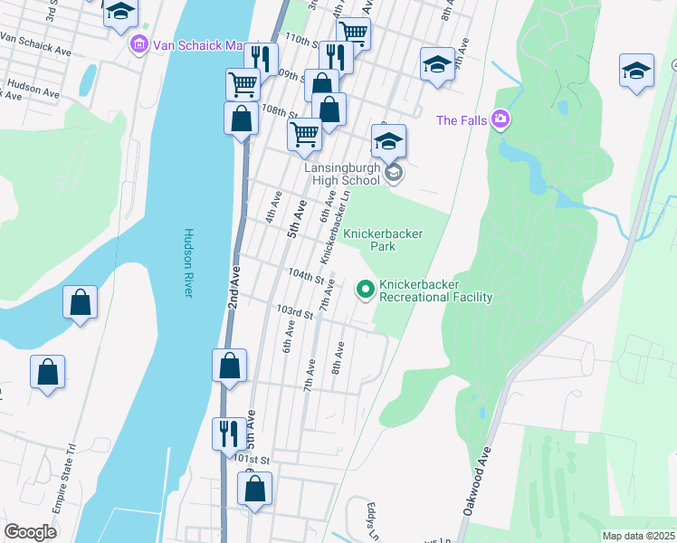 map of restaurants, bars, coffee shops, grocery stores, and more near 212 7th Avenue in Troy