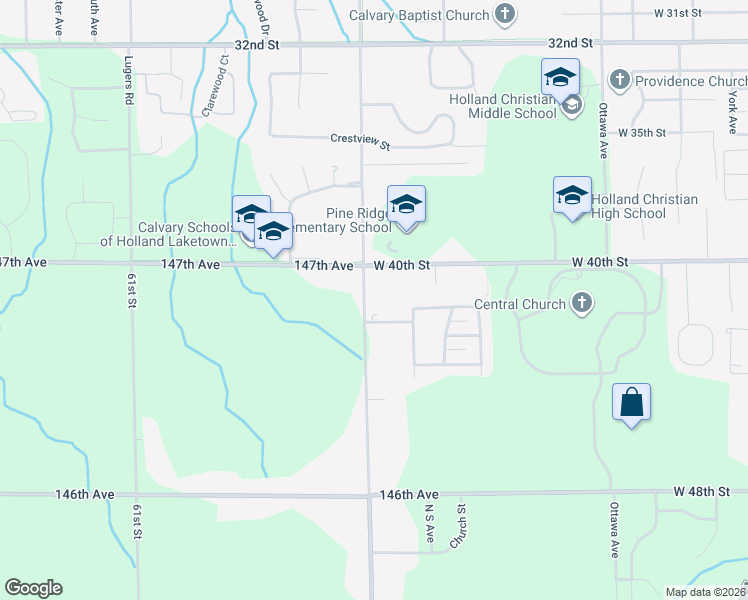 map of restaurants, bars, coffee shops, grocery stores, and more near 1025 Graafschap Road in Holland