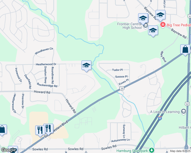 map of restaurants, bars, coffee shops, grocery stores, and more near 4657 Carlyes Court in Hamburg