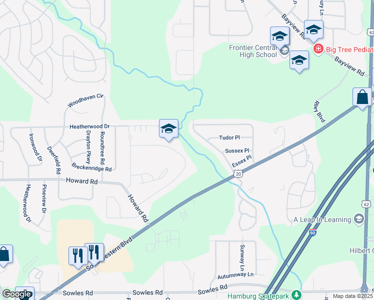 map of restaurants, bars, coffee shops, grocery stores, and more near 4657 Carlyes Court in Hamburg