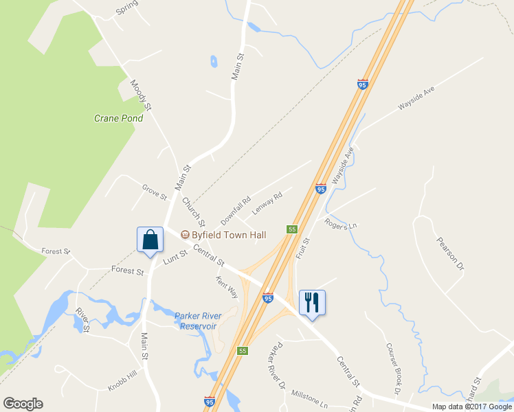 map of restaurants, bars, coffee shops, grocery stores, and more near 5 Lenway Road in Newbury
