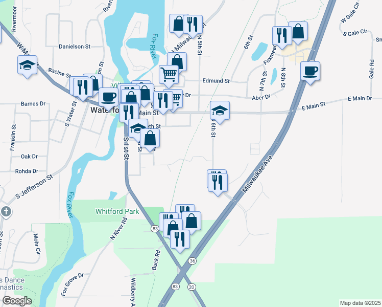 map of restaurants, bars, coffee shops, grocery stores, and more near 616 Trailview Crossing in Waterford