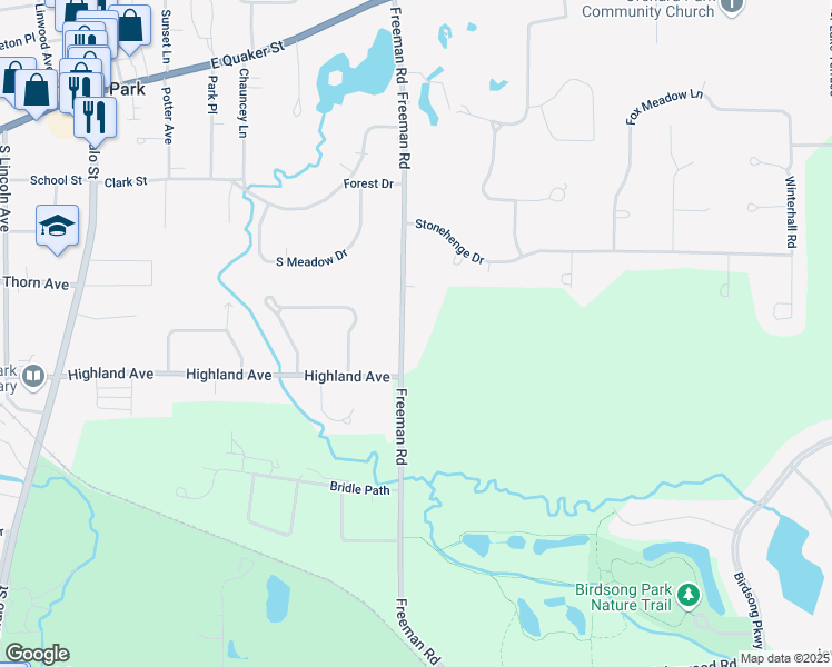 map of restaurants, bars, coffee shops, grocery stores, and more near 4511 Freeman Road in Orchard Park
