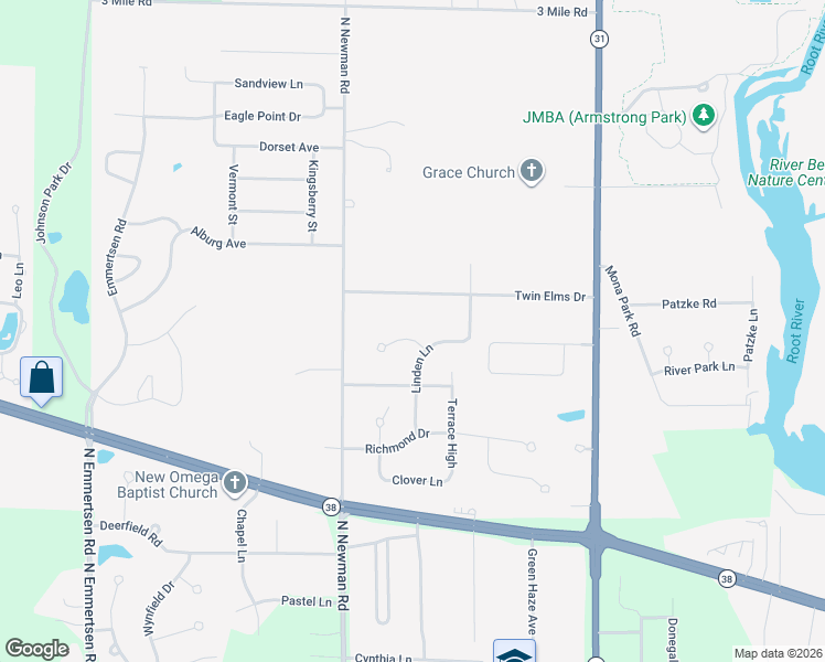 map of restaurants, bars, coffee shops, grocery stores, and more near 5210 Linden Lane in Racine
