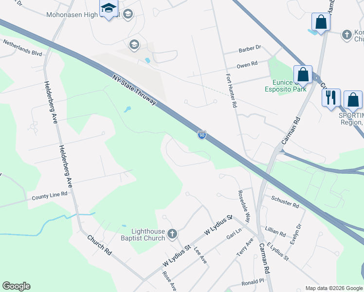 map of restaurants, bars, coffee shops, grocery stores, and more near 2083 Rosedale Way in Schenectady