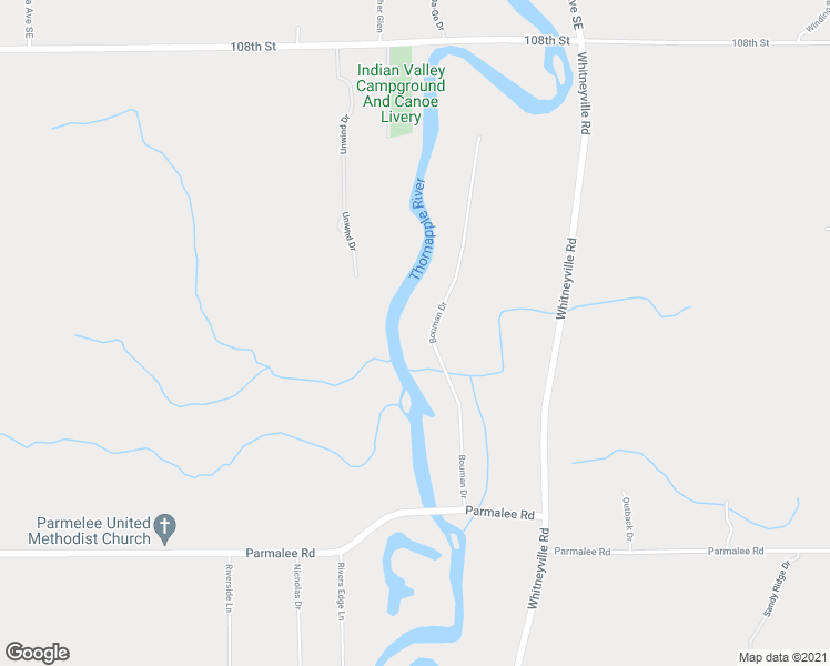 map of restaurants, bars, coffee shops, grocery stores, and more near 7325 Bouman Drive in Middleville