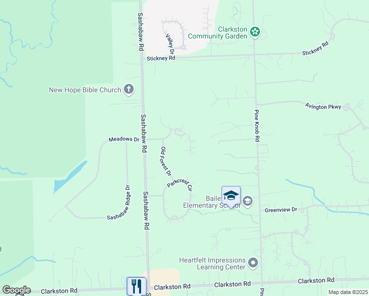 map of restaurants, bars, coffee shops, grocery stores, and more near 7809 High Ridge Court in Oakland County
