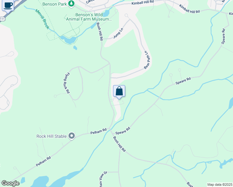 map of restaurants, bars, coffee shops, grocery stores, and more near 42 Bush Hill Road in Hudson