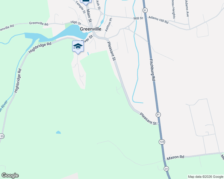 map of restaurants, bars, coffee shops, grocery stores, and more near 77 Pleasant Street in Greenville