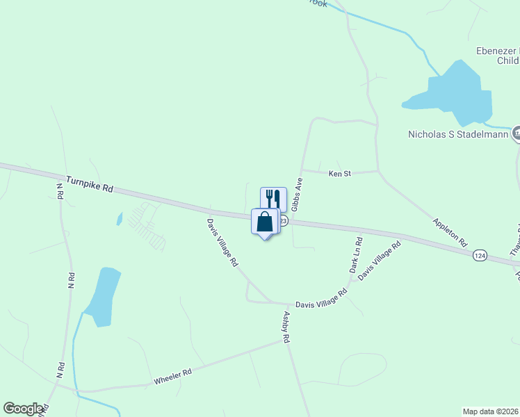 map of restaurants, bars, coffee shops, grocery stores, and more near 801 Turnpike Road in New Ipswich