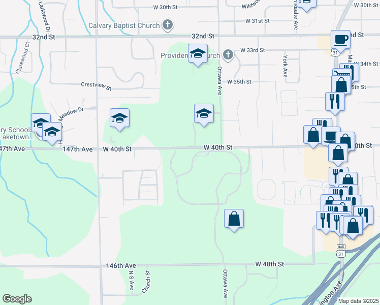 map of restaurants, bars, coffee shops, grocery stores, and more near 430 West 40th Street in Holland