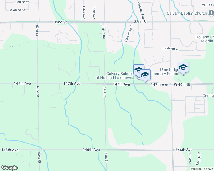map of restaurants, bars, coffee shops, grocery stores, and more near 4707 61st Street in Holland