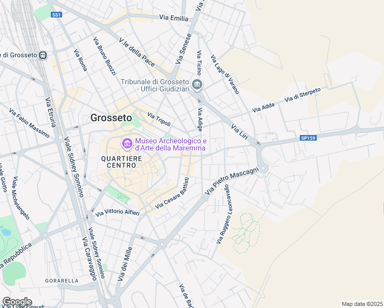 map of restaurants, bars, coffee shops, grocery stores, and more near 13 Via Bengasi in Grosseto