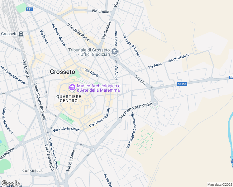 map of restaurants, bars, coffee shops, grocery stores, and more near 13 Via Bengasi in Grosseto