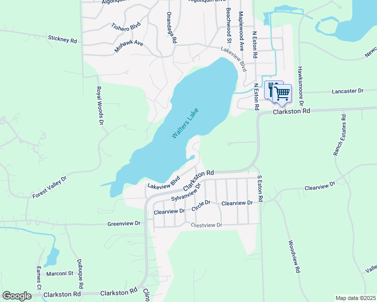 map of restaurants, bars, coffee shops, grocery stores, and more near 4864 Lakeview Boulevard in Clarkston