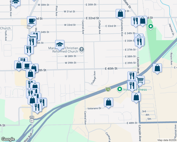 map of restaurants, bars, coffee shops, grocery stores, and more near 15 East 40th Street in Holland