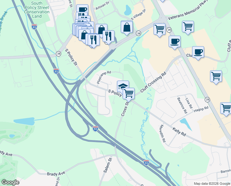 map of restaurants, bars, coffee shops, grocery stores, and more near 167 S Policy St in Salem