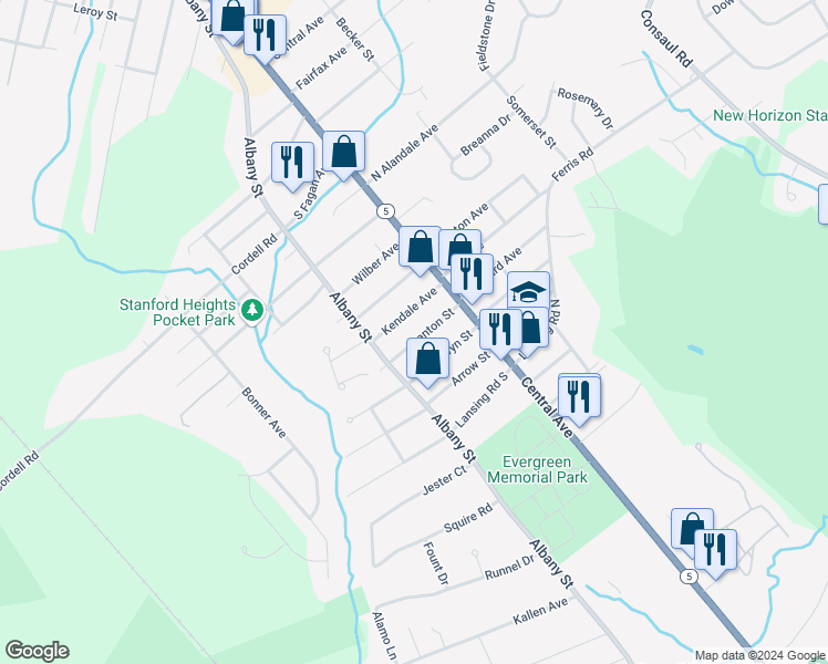 map of restaurants, bars, coffee shops, grocery stores, and more near 11 Canton Street in Schenectady