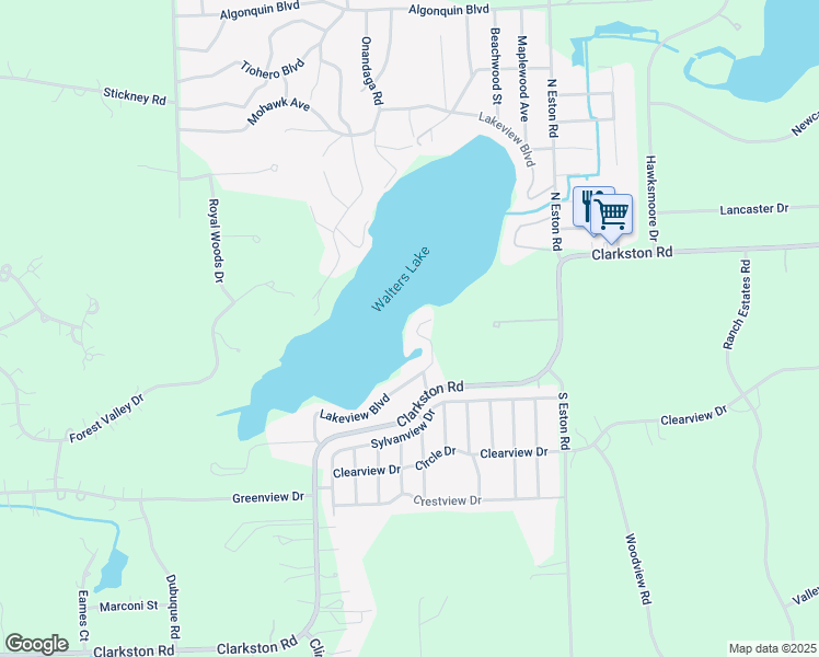 map of restaurants, bars, coffee shops, grocery stores, and more near 4864 Lakeview Boulevard in Village of Clarkston