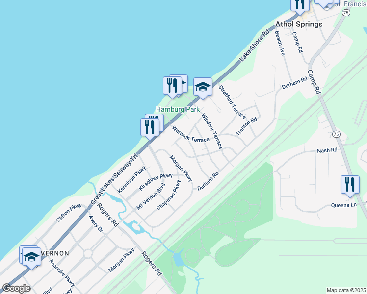 map of restaurants, bars, coffee shops, grocery stores, and more near 4516 Exeter Terrace in Hamburg