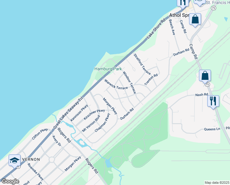 map of restaurants, bars, coffee shops, grocery stores, and more near 4516 Exeter Terrace in Hamburg