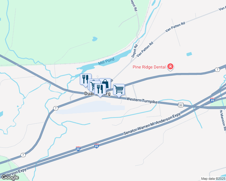 map of restaurants, bars, coffee shops, grocery stores, and more near 6749 Duanesburg Road in Duanesburg