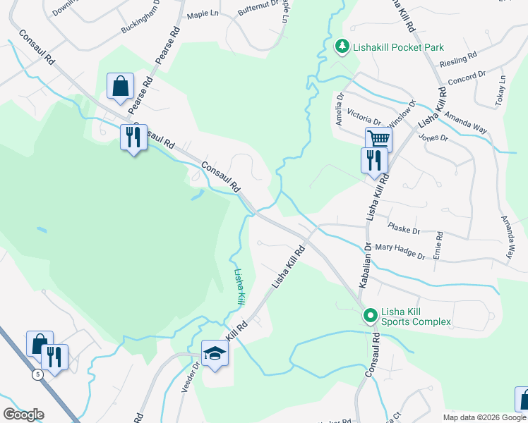 map of restaurants, bars, coffee shops, grocery stores, and more near 347 Consaul Road in Schenectady
