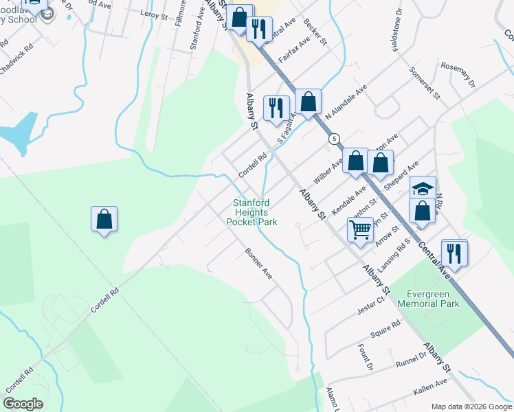 map of restaurants, bars, coffee shops, grocery stores, and more near 142 Nutwood Avenue in Schenectady