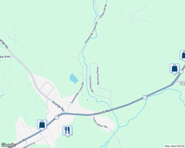 map of restaurants, bars, coffee shops, grocery stores, and more near 2023 Piney Point Road in Troy