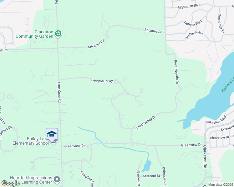 map of restaurants, bars, coffee shops, grocery stores, and more near 5458 Boulderwood Ridge in Clarkston