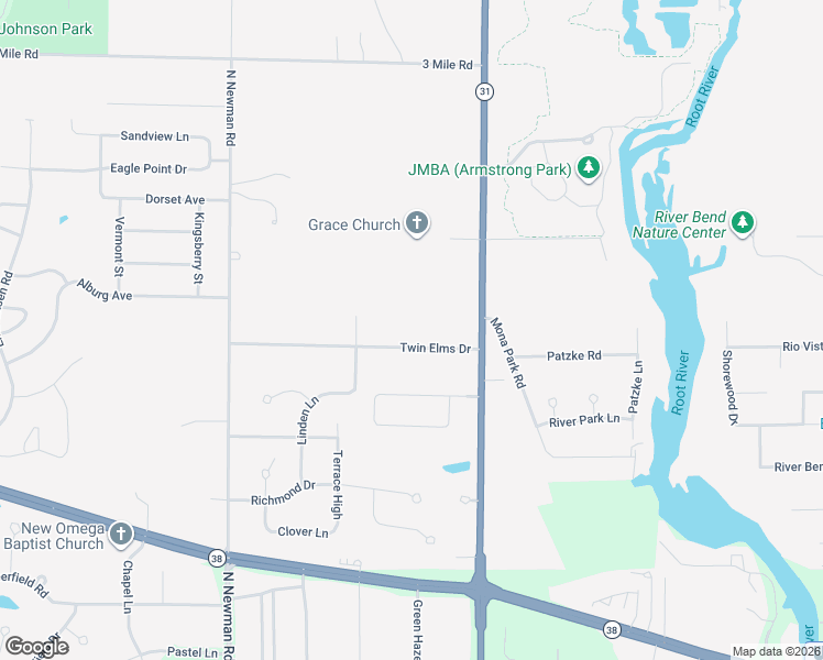 map of restaurants, bars, coffee shops, grocery stores, and more near 4818 Twin Elms Drive in Racine
