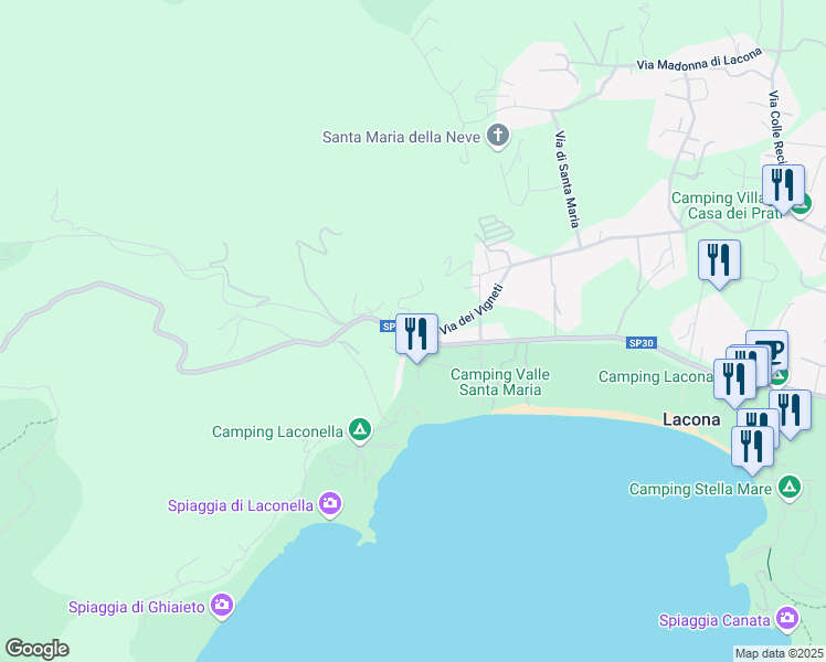 map of restaurants, bars, coffee shops, grocery stores, and more near 1456B Viale dei Golfi in Lacona