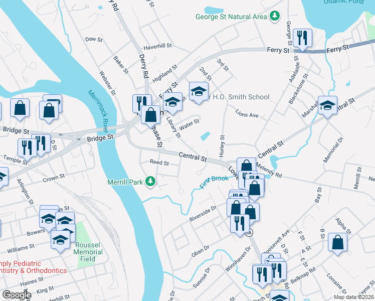 map of restaurants, bars, coffee shops, grocery stores, and more near 37 Library Street in Hudson