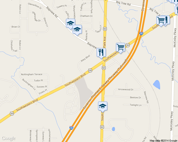 map of restaurants, bars, coffee shops, grocery stores, and more near 4500 Southwestern Blvd in Hamburg