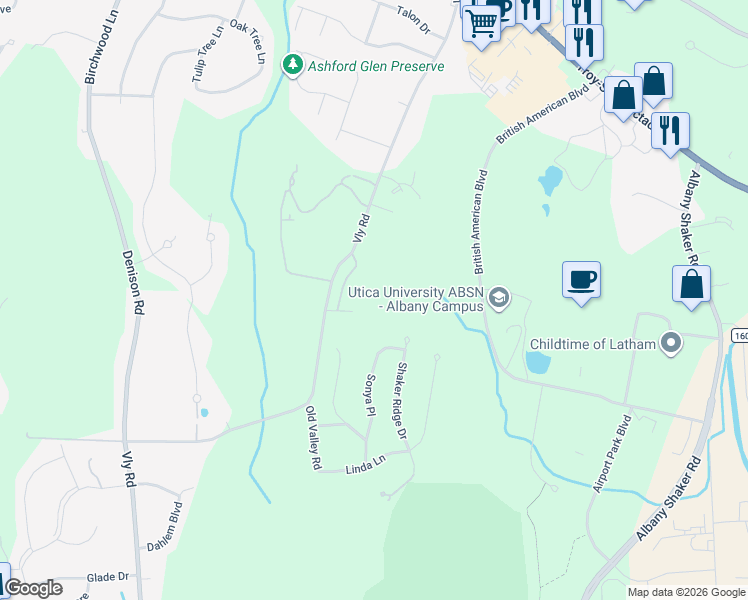 map of restaurants, bars, coffee shops, grocery stores, and more near 26 Sonya Place in Schenectady