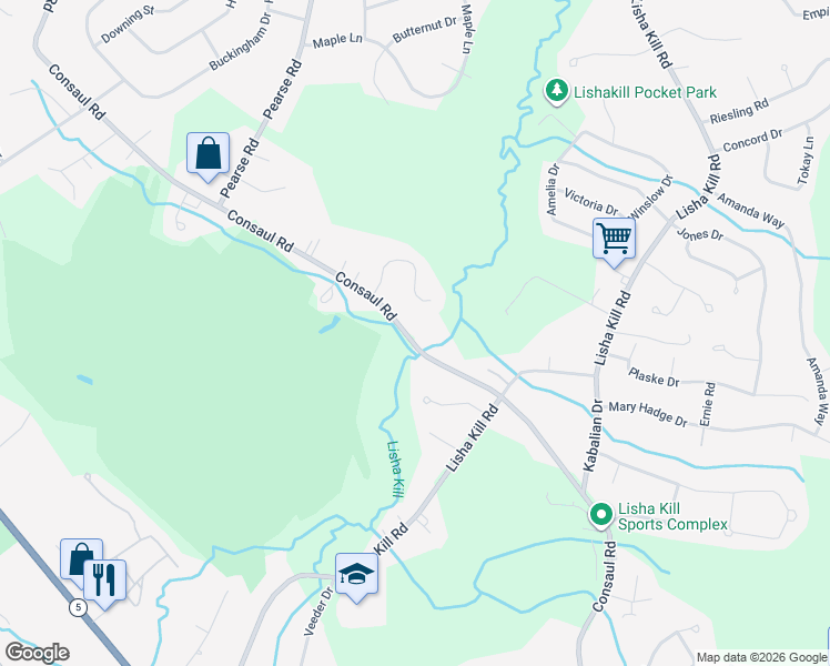 map of restaurants, bars, coffee shops, grocery stores, and more near 347 Consaul Road in Schenectady