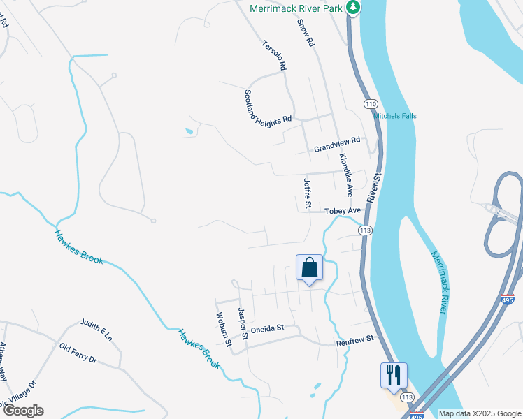 map of restaurants, bars, coffee shops, grocery stores, and more near 3 Jungle Place in Methuen
