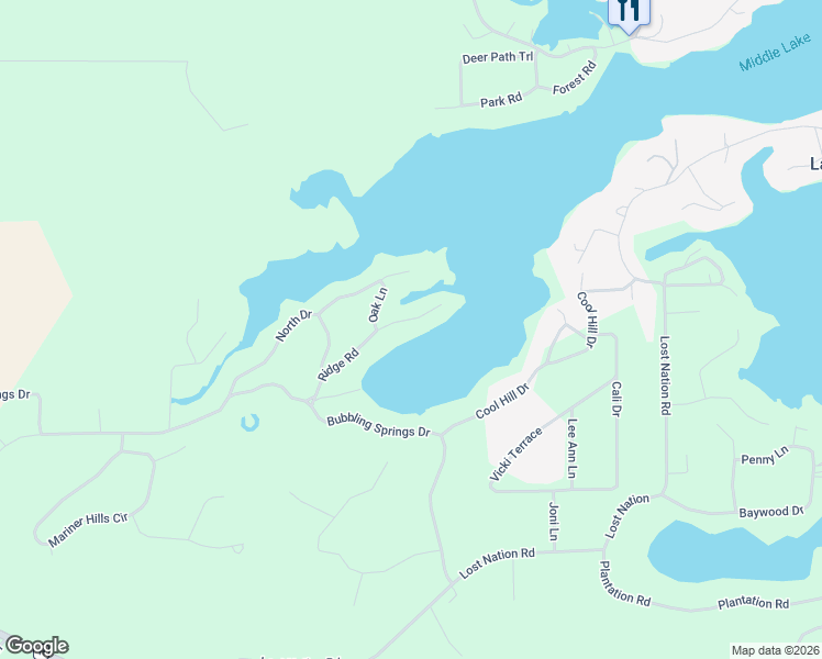 map of restaurants, bars, coffee shops, grocery stores, and more near W5707 Ridge Road in Elkhorn