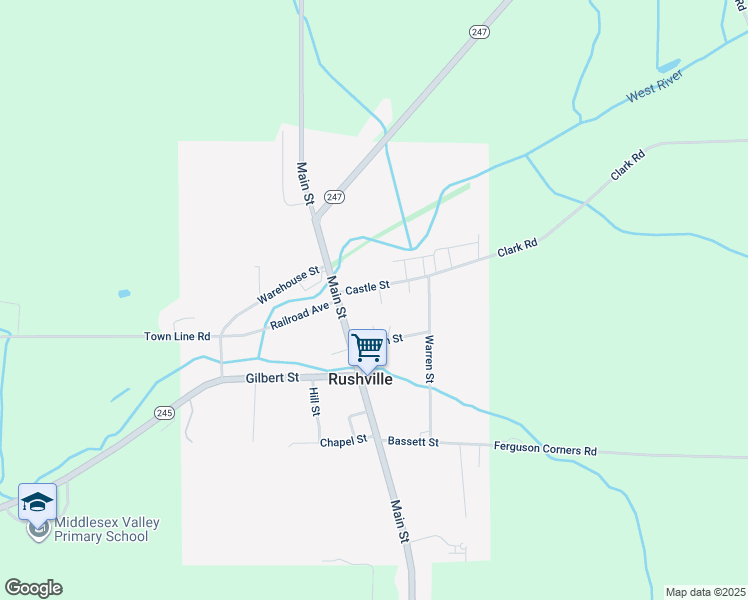 map of restaurants, bars, coffee shops, grocery stores, and more near 4 Castle Street in Rushville