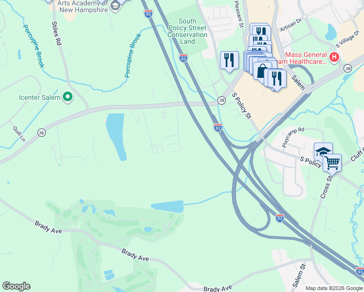 map of restaurants, bars, coffee shops, grocery stores, and more near 52 Daisy Road in Salem