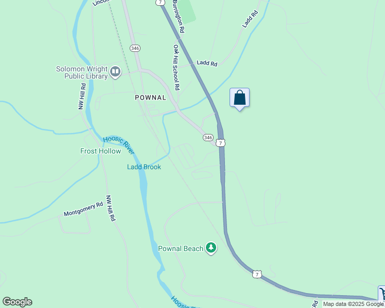 map of restaurants, bars, coffee shops, grocery stores, and more near 21 Little Brook Lane in Pownal
