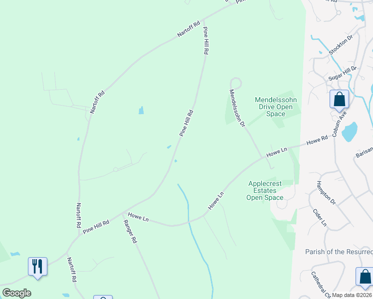 map of restaurants, bars, coffee shops, grocery stores, and more near 293 Pine Hill Road in Hollis
