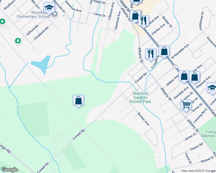 map of restaurants, bars, coffee shops, grocery stores, and more near 109 Gray Avenue in Albany County