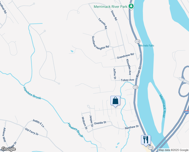 map of restaurants, bars, coffee shops, grocery stores, and more near 3 Jungle Place in Methuen
