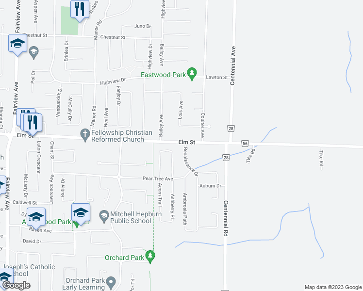 map of restaurants, bars, coffee shops, grocery stores, and more near 824 Elm Street in St. Thomas