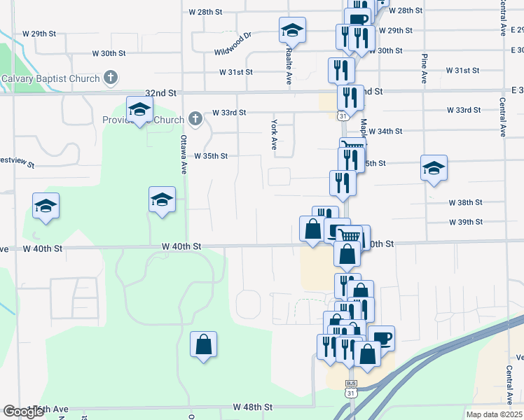 map of restaurants, bars, coffee shops, grocery stores, and more near 934 Songbird Lane in Holland
