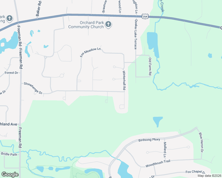 map of restaurants, bars, coffee shops, grocery stores, and more near 351 Stonehenge Drive in Orchard Park