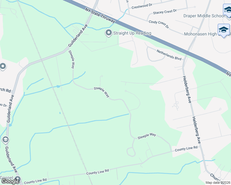 map of restaurants, bars, coffee shops, grocery stores, and more near 304 Steeple Way in Schenectady