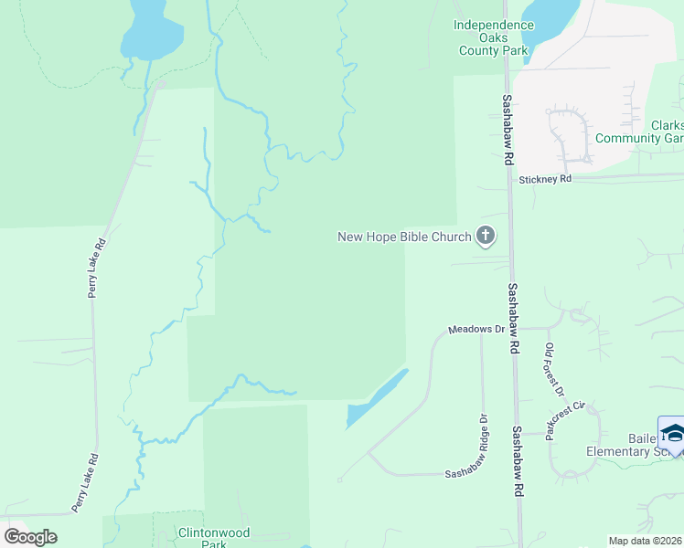 map of restaurants, bars, coffee shops, grocery stores, and more near Meadows Drive in Independence charter Township